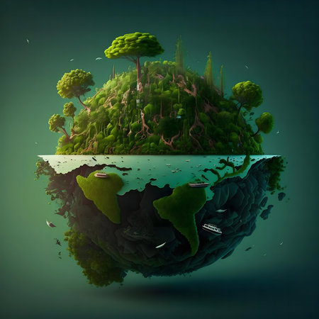 A vibrant digital art depicting a lush, green planet, symbolizing environmental preservation.