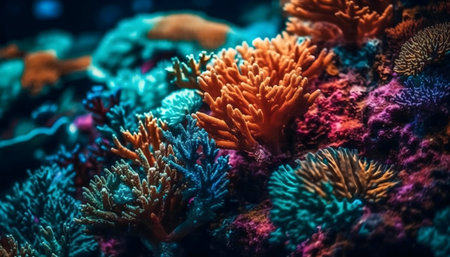 Stunning coral reef showcasing diverse marine life and vibrant colors.の写真素材