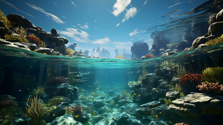Stunning underwater scene. Vibrant corals and fish. Peaceful atmosphere.