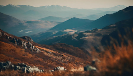Majestic mountain range in autumn. Breathtaking vista.の写真素材