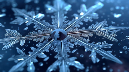 Stunning close-up of a single snowflake, showing its intricate design and delicate beauty. Winter wonderland.の写真素材