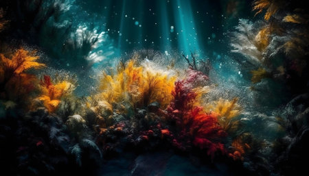 Stunning underwater scene, vibrant coral reef, magical, sereneの写真素材