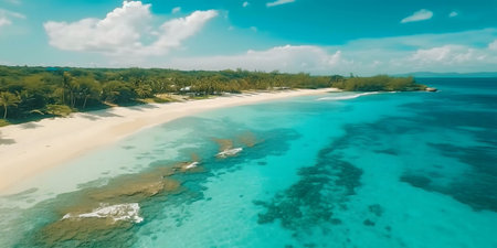 Stunning aerial view of a Caribbean beach.の写真素材