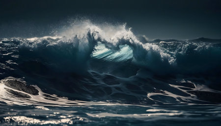 Stunning image of a colossal ocean wave, showing its power and beauty.の写真素材
