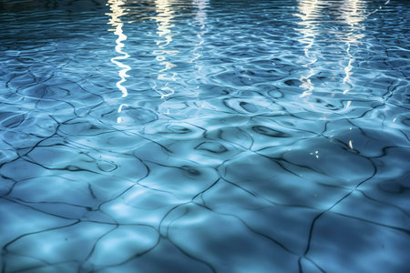 Abstract image of water with blue reflections.の写真素材