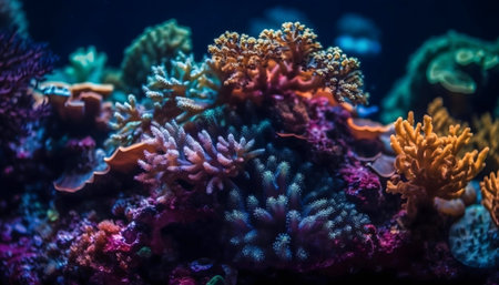 Stunning image of a coral reef teeming with life. Vibrant colors and diverse species.の写真素材