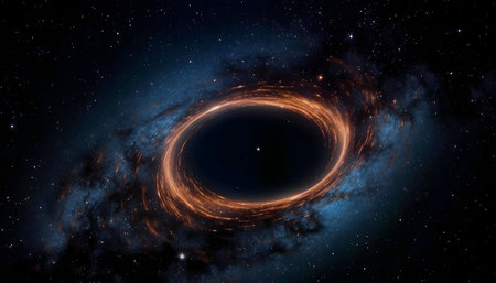 Stunning depiction of a black hole's accretion disk. Cosmic wonder!