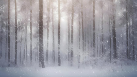 A breathtaking winter scene of a snow-covered forest. The image evokes a sense of serenity and peace.の写真素材