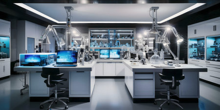 A pristine, modern lab interior showcasing advanced equipment.