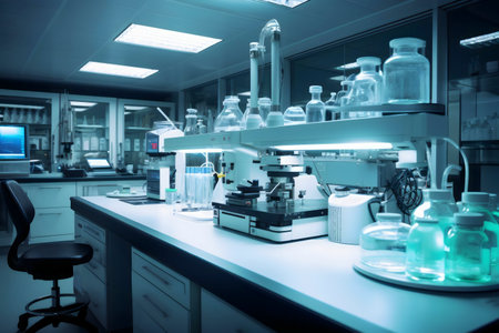 Clean, modern scientific lab with advanced equipment for research and experiments.
