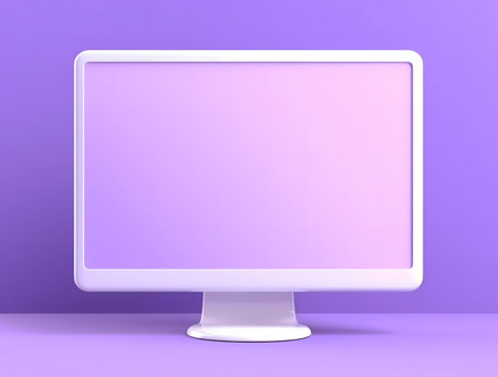Modern purple computer monitor mockup. Perfect for presentationsの写真素材
