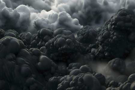 Surreal digital painting of dark, abstract clouds. Gloomy yet captivating.の写真素材
