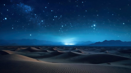 Serene desert under a breathtaking starry sky.の写真素材