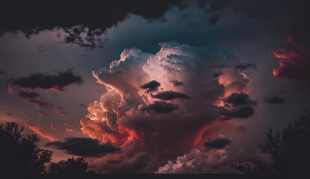 Stunning sunset with vibrant cloudsの写真素材