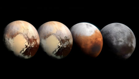 Four planets comparison, showing variations in color and texture.