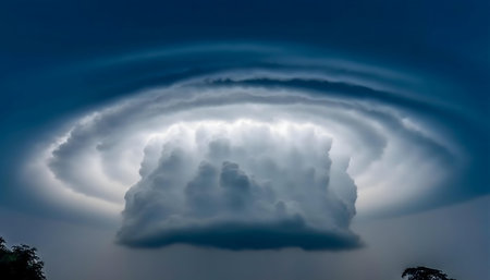 A breathtaking supercell thunderstorm with a rotating structureの写真素材