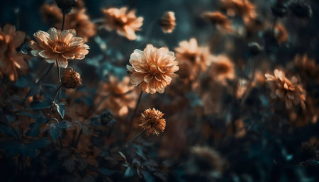 Close-up view of orange flowers in a garden. Serene and tranquil moodの写真素材