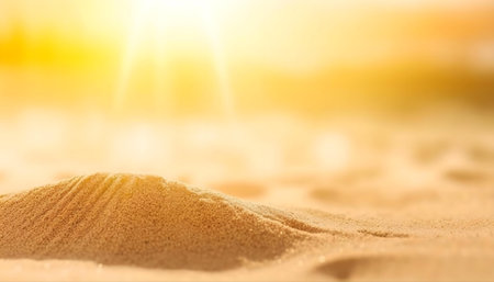 A close-up of sunlit sand dune.の写真素材