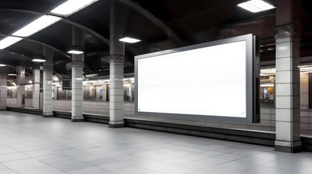 Empty billboard in a subway station. Perfect for advertising or design mockups.の写真素材