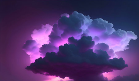 Stunning nighttime cloudscape. Purple hues dominate this dramatic scene.