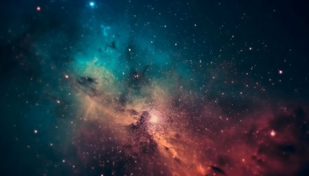 A mesmerizing view of a nebula, showcasing vibrant colors and countless stars. A cosmic spectacle.の写真素材