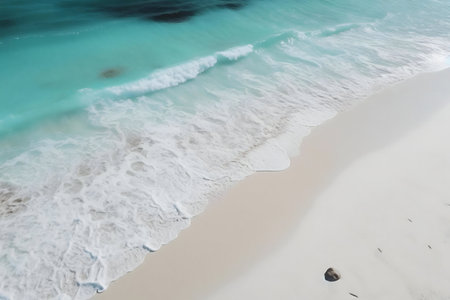 Stunning aerial view of a tropical beach. Turquoise water meets pristine white sand.の写真素材