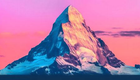 Stunning sunrise over a snow-capped mountain. Majestic and serene.の写真素材