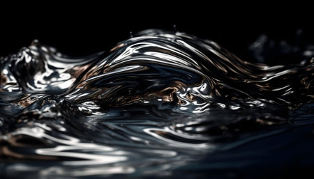 Abstract image of dark, metallic liquid forming waves.の写真素材