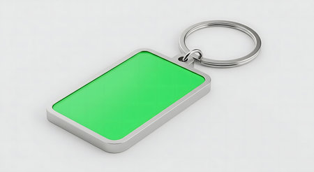 Showcase your design with this realistic green keychain mockup. Perfect for branding and...
