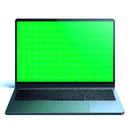Isolated laptop with green screen. Perfect for mockup.の写真素材