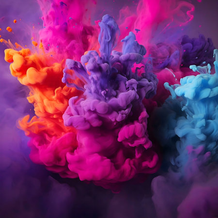 A stunning abstract image showcasing vibrant color explosion. Dynamic fluid paint creates a mesmerizing visual symphony.の写真素材