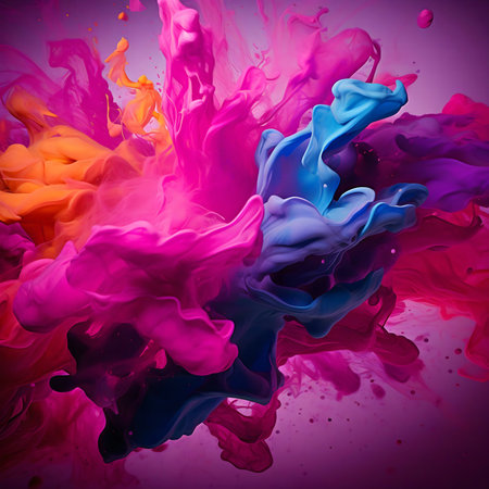 A stunning image of vibrant colors swirling and exploding. A beautiful abstract art piece.