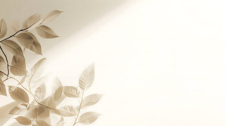 Beige leaves on a white background, minimalist photography.の写真素材