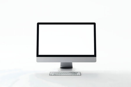 Computer with blank screen isolated on white background. 3d illustration.の写真素材