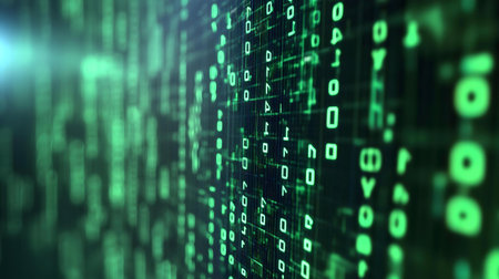 Green digital matrix backdrop. Abstract technology backgroundの写真素材