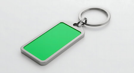 A clean image of a green keyring mockup on a white background.