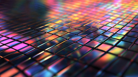 Abstract iridescent mosaic. Vibrant colors and glossy texture.