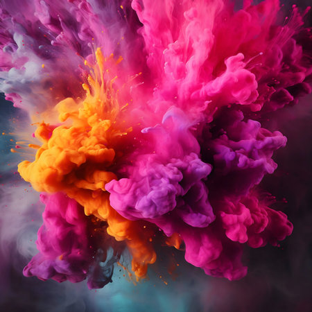 A vibrant explosion of colorful ink, creating a mesmerizing abstract artwork.の写真素材