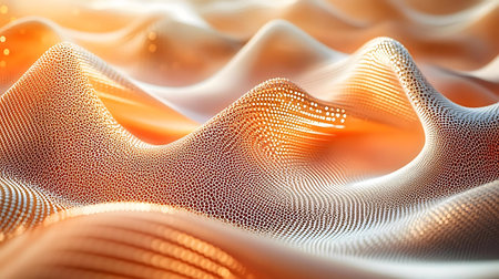 Abstract digital art of a wave pattern, featuring orange and white colors. A modern and...