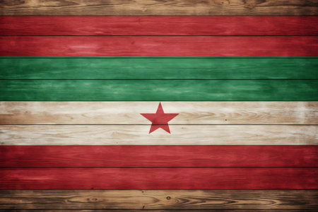 Abkhazian flag depicted on a weathered wooden texture.の写真素材