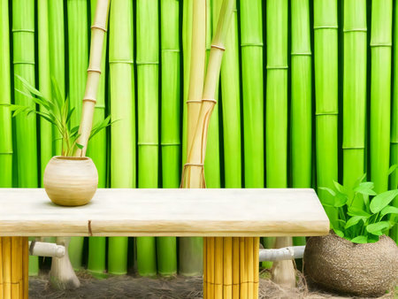 Peaceful bamboo grove scene, serene and tranquilの写真素材