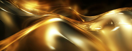 Abstract gold liquid flowing, dynamic, elegant, luxurious, background textureの写真素材