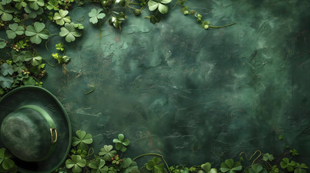 Green background with shamrocks, perfect for St. Patrick's Day.の写真素材