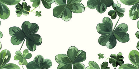 Lush green shamrocks on white background. Perfect for St. Patrick's Day.