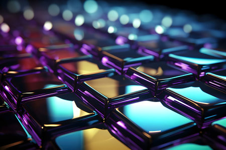 Close-up of colorful, glossy cubes. Abstract and vibrant digital art.の写真素材