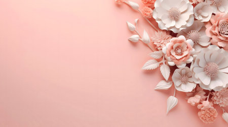 3D render of paper flowers, soft pastel colors