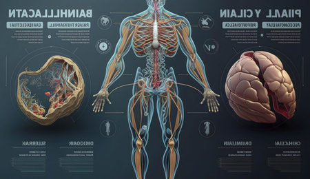 Detailed 3D anatomical models of human systems.の写真素材