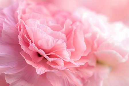 Close-up of a delicate pink flower, showing its soft petals and gentle texture.の写真素材