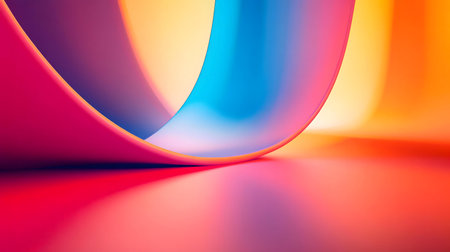 A vibrant abstract image featuring smooth, colorful curves. A dynamic interplay of shades creates a mesmerizing visual effect.の写真素材