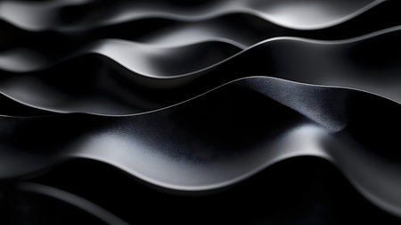 Abstract image of black, wavy forms. Smooth, dark textures and curves create a dramatic visual.の写真素材